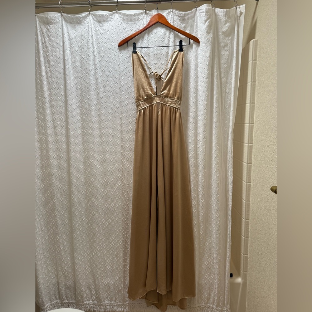 Look into the Sun Maxi Free People Gold Satin